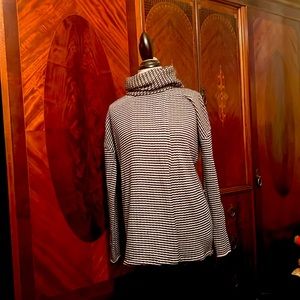 Vintage Cabi Size Medium navy and white striped long sleeved turtleneck sweater.